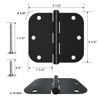 Picture of 3 Pack Rounded Matte Black Door Hinges 3.5 x 3.5 inch with 5/8 Radius, Black 3 1/2 Interior Door Hinges, 3 ½"x 3 ½" Hardware