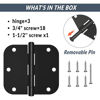 Picture of 3 Pack Rounded Matte Black Door Hinges 3.5 x 3.5 inch with 5/8 Radius, Black 3 1/2 Interior Door Hinges, 3 ½"x 3 ½" Hardware