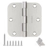 Picture of AmzGod Door Hinges Brushed Nickel - 3 Pack Nickel Door Hinges 3.5 Inch Rounded Interior Satin Nickel Door Hinges with 5/8" Radius - Flat Iron Residential Standard 3 1/2 Inches Silver Door Hardware