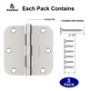 Picture of AmzGod Door Hinges Brushed Nickel - 3 Pack Nickel Door Hinges 3.5 Inch Rounded Interior Satin Nickel Door Hinges with 5/8" Radius - Flat Iron Residential Standard 3 1/2 Inches Silver Door Hardware