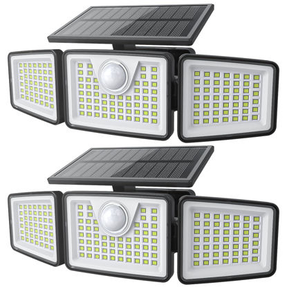 Picture of daphino Solar Lights Outdoor 2500LM Motion Sensor Outdoor Lights,3 Head 355° Wide Angle Street Area Lights, Waterproof Security Lights with 3 Modes(Non-Remote,2 Pcs)