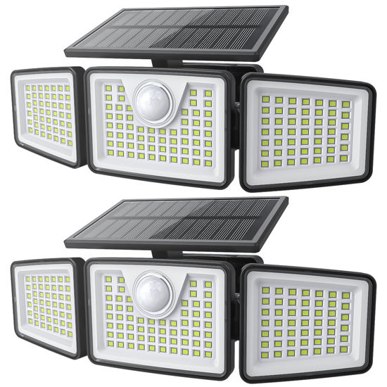 Picture of daphino Solar Lights Outdoor 2500LM Motion Sensor Outdoor Lights,3 Head 355° Wide Angle Street Area Lights, Waterproof Security Lights with 3 Modes(Non-Remote,2 Pcs)