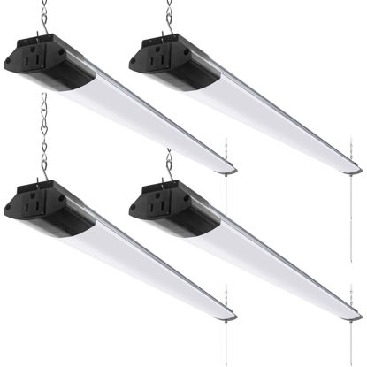 Picture of Barrina LED Shop Lights for Workshop 4FT, 84W, 10000LM, 5000K Linkable Light Fixture for Garage, Basement, Hanging or Flush Mount, ETL, 4 Packs