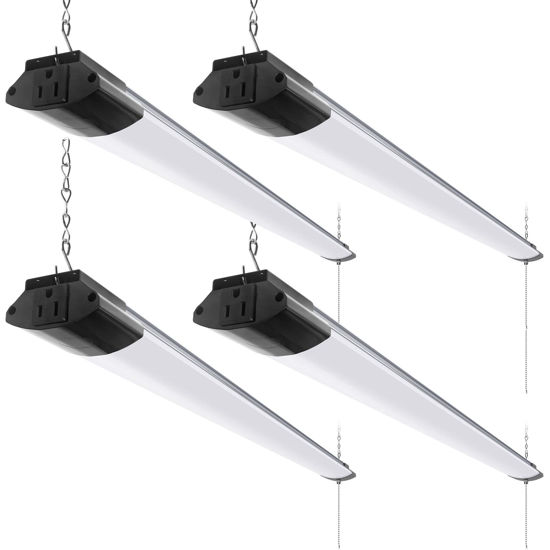 Picture of Barrina LED Shop Lights for Workshop 4FT, 84W, 10000LM, 5000K Linkable Light Fixture for Garage, Basement, Hanging or Flush Mount, ETL, 4 Packs