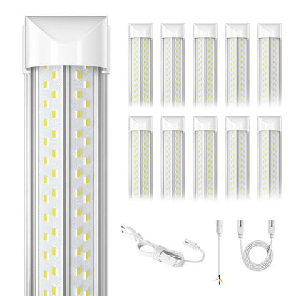 Picture of ELEKICO 8FT LED Shop Light, Super Bright 100W Shop Lights, 15000LM 5000K 8 Foot Led Lights, Linkable 96" LED Shop Lights Lighting for Garage with Plug, V Shape T8 8' Led Light Fixtures 10 Pack
