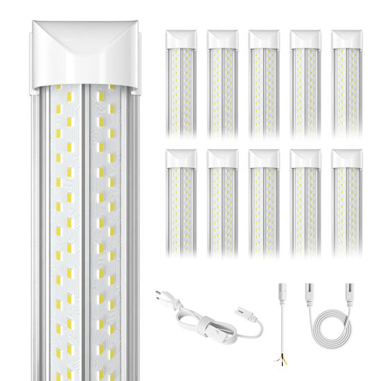 Picture of ELEKICO 8FT LED Shop Light, Super Bright 100W Shop Lights, 15000LM 5000K 8 Foot Led Lights, Linkable 96" LED Shop Lights Lighting for Garage with Plug, V Shape T8 8' Led Light Fixtures 10 Pack