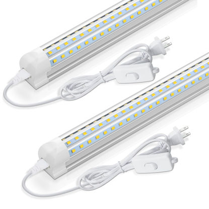 Picture of CNSUNWAY LED Shop Light 2ft, 24W 3600LM 6500K Super Bright, T8 Integrated LED Light Fixture, D-Shape, High Output, Linkable Utility 24'' Shop Lights for Room, Garage, Workbench, Warehouse, 2 Pack