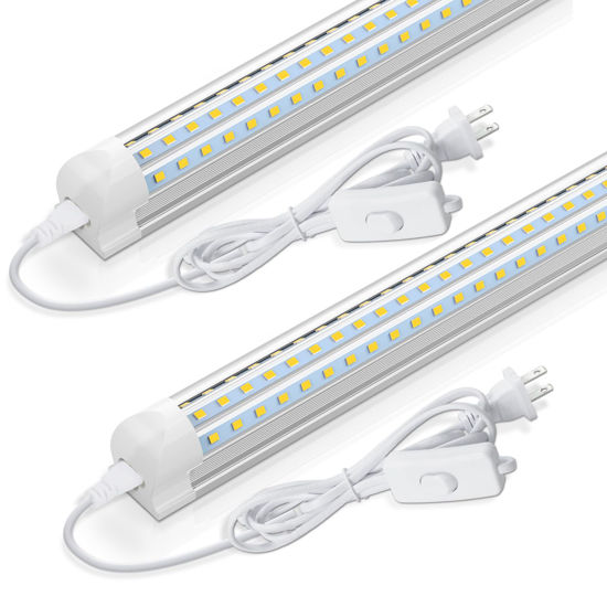 Picture of CNSUNWAY LED Shop Light 2ft, 24W 3600LM 6500K Super Bright, T8 Integrated LED Light Fixture, D-Shape, High Output, Linkable Utility 24'' Shop Lights for Room, Garage, Workbench, Warehouse, 2 Pack