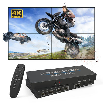 Picture of NIERBO 2x2 HDMI Video Wall Controller, 4K x 2K HD Display, 180 Degree Rotate, 8 Display Modes - 2x2, 1x2, 1x3, 1x4, 2x1, 3x1, 4x1, HDMI Input 4K & Output 1080P
