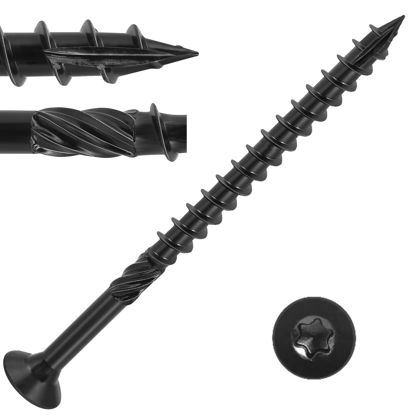 Picture of VGBUY Deck Screws #14 x 6 inch,Heavy Duty Exterior Wood Screws,Torx Drive Head Deck Screw Black Rust Resistant Epoxy Coated,Long Outdoor Decking Screws with Star Bit,for Fence,Timber(20 pcs)