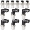 Picture of TAILONZ PNEUMATIC Elbow and Straight Combination 1/4 Inch Tube OD x 1/4 Inch NPT Thread Push to Connect Fittings PC-1/4-N2+PL-1/4-N2(Pack of 12)