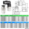 Picture of TAILONZ PNEUMATIC Elbow and Straight Combination 1/4 Inch Tube OD x 1/4 Inch NPT Thread Push to Connect Fittings PC-1/4-N2+PL-1/4-N2(Pack of 12)