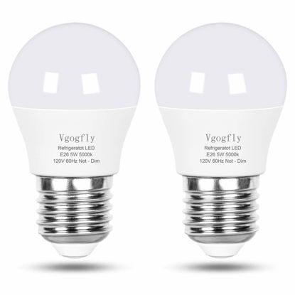 Picture of Vgogfly LED Refrigerator Light Bulb 40W Equivalent 120V A15 Fridge Waterproof Bulbs 5 W Daylight White 5000K E26 Medium Base Freezer Home Lighting Lamp Non-dimmable(2 Pack)