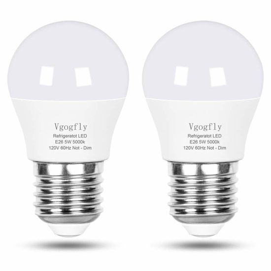 Picture of Vgogfly LED Refrigerator Light Bulb 40W Equivalent 120V A15 Fridge Waterproof Bulbs 5 W Daylight White 5000K E26 Medium Base Freezer Home Lighting Lamp Non-dimmable(2 Pack)