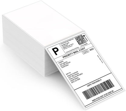 Picture of MUNBYN Thermal Direct Shipping Label (Pack of 500 4x6 Per Fanfold Labels) - Commercial Grade