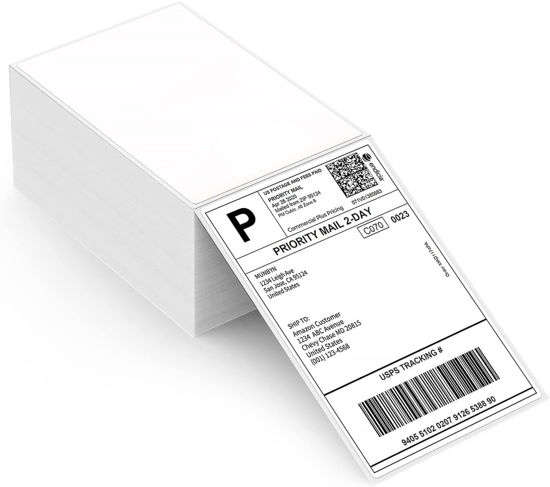 Picture of MUNBYN Thermal Direct Shipping Label (Pack of 500 4x6 Per Fanfold Labels) - Commercial Grade
