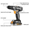 Picture of Power Drill Cordless: DEKO PRO Cordless Drill 20V Electric Power Drill Set Tool Drills Cordless Set with Battery and Charger 20 Volt Drill Driver Kit