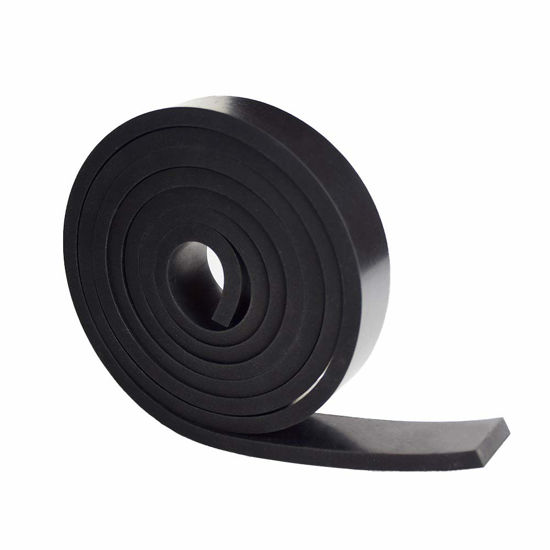 Picture of DOBTIM Neoprene Rubber Strips 1/4 (.250)" Thick X 1" Wide X 5' Long, Solid Rubber Rolls Use for Gaskets DIY Material, Supports, Leveling, Sealing, Bumpers, Protection, Abrasion, Flooring, Black