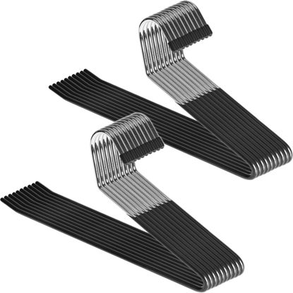 Picture of Zober Pants Hangers Non Slip - 20 Pack Open Ended Pants and Jean Hangers for Closet - Space Saving Clothes Hanger - Strong, Durable, Metal Pant Hangers (Black)