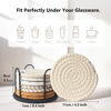 Picture of Lazebox Coasters Set of 8 for Drinks, Beer, Coffee, Cotton Woven 4 Colors Absorbent Coaster with Holder, Boho Coasters for Home Decor Tabletop Protection Suitable for Kinds of Cups, Coffee