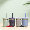 Picture of Elk and Friends Stainless Steel Cups | 10 oz Mason Jar design | Kids & Toddler Cups with Silicone Sleeves & Straws with Stopper | Smoothie Cups