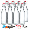 Picture of 8 Pack [1 Liter / 33 fl. oz.] Swing Top Glass Bottles w/ Airtight Stopper Lids - Flip Top Brewing Bottle for Fermentation, Kombucha, Mead, Vinegar, Beer, Kefir, Wine - With 8 Extra Seals & 2 Pourers