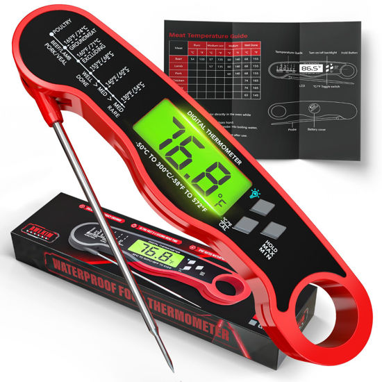 Picture of AWLKIM Digital Meat Thermometer for Cooking - Waterproof Kitchen Thermometer with Backlight and Hold, Fast Instant Read Food Thermometer, Candy Making, Outside Grill, Stocking Stuffers for Adult Men
