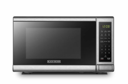 Picture of BLACK+DECKER EM720CB7 Digital Microwave Oven with Turntable Push-Button Door, Child Safety Lock, 700W, Stainless Steel, 0.7 Cu.ft