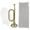 Picture of Cheerock 1 Pcs Gold Plated Bugle, Brass Cavalry Trumpet Bugle Horn, Brass Bugle Instruments with Bag & Gloves for Military Orchestra and Festival Atmosphere Performances