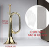 Picture of Cheerock 1 Pcs Gold Plated Bugle, Brass Cavalry Trumpet Bugle Horn, Brass Bugle Instruments with Bag & Gloves for Military Orchestra and Festival Atmosphere Performances