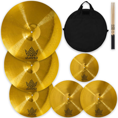 Picture of ULUOBO Cymbal Pack, 6 Pieces Drum Cymbals Set 10''/14"/16"/18"/20" Cymbals for Drums