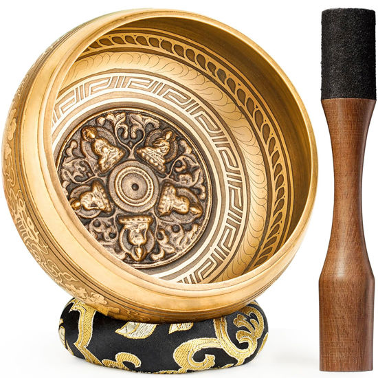 Picture of Hihealer Tibetan Singing Bowls, Meditation Sound Bowls Handcrafted in Nepal for Yoga, Chakra Healing, Mindfulness Self Care Spiritual Gifts for Women and Men (Black(Buddha), 6 inch)