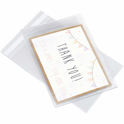 Picture of Pack It Chic - 5” X 7” (200 Pack) Clear Resealable Cello Poly Bags - Fits 5X7 Prints, Photos, A2 A4 A6 Cards & Envelopes - Self Seal