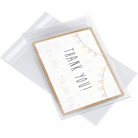 Picture of Pack It Chic - 5” X 7” (200 Pack) Clear Resealable Cello Poly Bags - Fits 5X7 Prints, Photos, A2 A4 A6 Cards & Envelopes - Self Seal