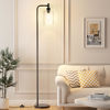 Picture of Ziisee Industrial Floor Lamp with Glass Shade - Black, LED Bulbs, Foot Pedal Switch, Easy Assembly