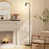Picture of Ziisee Industrial Floor Lamp with Glass Shade - Black, LED Bulbs, Foot Pedal Switch, Easy Assembly