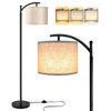 Picture of ROTTOGOON Floor Lamp for Living Room with 3 Color Temperatures LED Bulb, Standing Lamp Tall Industrial Floor Lamp Reading for Bedroom, Office (9W LED Bulb, Beige Lampshade Included) -Black