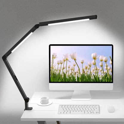 Picture of LED Desk Lamp with Clamp, Architect Desk Lamp with Dual Light and Adjustable Swing Arm, Clip-on Eye-Care 4 CCT Modes & 5 Brightness Levels Table Light Modern Computer Lighting for Home Office