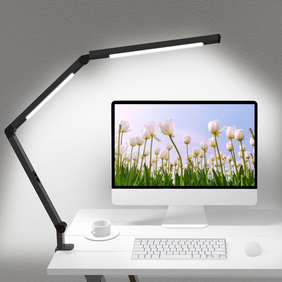 Picture of LED Desk Lamp with Clamp, Architect Desk Lamp with Dual Light and Adjustable Swing Arm, Clip-on Eye-Care 4 CCT Modes & 5 Brightness Levels Table Light Modern Computer Lighting for Home Office