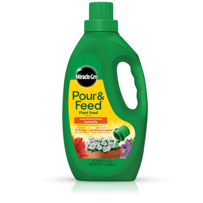 Picture of Miracle-Gro Pour & Feed Plant Food, Fertilizer Instantly Feeds Live Plants, For Outdoor & Indoor Plants in Containers, 32 oz.