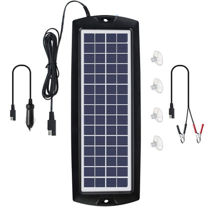 Picture of Sunway Solar Car Battery Trickle Charger & Maintainer 12V Solar Panel Power Kit Portable Backup for Car Automotive RV Marine Boat Motorcycle Truck Trailer Tractor Powersports Snowmobile Farm Equipment