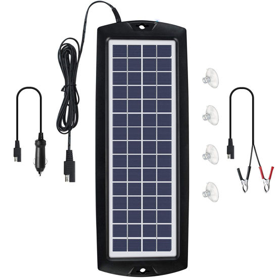 Picture of Sunway Solar Car Battery Trickle Charger & Maintainer 12V Solar Panel Power Kit Portable Backup for Car Automotive RV Marine Boat Motorcycle Truck Trailer Tractor Powersports Snowmobile Farm Equipment