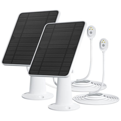 Picture of Solar Panel Charger Compatible with Arlo Pro 5S/Pro 4/Pro 3/Pro 3 Floodlight/Ultra/Ultra 2 Camera, 6V 4.5W Solar Panels Charging IP65 Weatherproof w/ 9.8ft Charging Cable Adjustable Wall Mount, 2 Pack