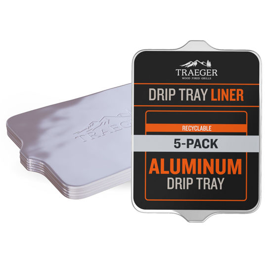 Picture of Traeger Grills BAC507 5-Pack Aluminum Drip Tray Liners - Disposable, Heat-Resistant Grill Accessory - Fits Pro 575, Pro 22, Elite 22, and More - 22in x 15.5in