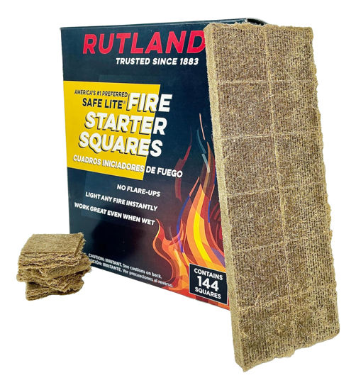 Picture of Rutland 50B Safe Lite Fire Starter Squares for Fireplaces, Grill Pits, Campfires, BBQ & Smokers - Longer Burn - 144 Squares