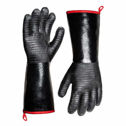 Picture of 932°F Extreme Heat Resistant Gloves for Grill BBQ,Aillary Waterproof Long Sleeve Pit Grill Gloves for Fryer, Baking, Oven,Smoker,Fireproof, Oil Resistant Neoprene Coating（14-Inch ）