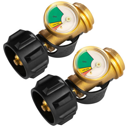 Picture of DOZYANT Propane Tank Gauge Level Indicator Leak Detector for 5lb-40lb Propane Tanks (2 Pack), Universal for BBQ Gas Grill, Cylinder, RV Camper, and More Appliances, Type 1 Connection