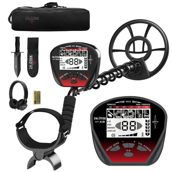 Picture of DR.ÖTEK Metal Detector for Adults Professional, Pinpoint Metal Detector Waterproof Gold and Silver, Higher Accuracy, Bigger LCD Display, Strong Memory Mode, 10" IP68 Coil, New Advanced DSP Chip