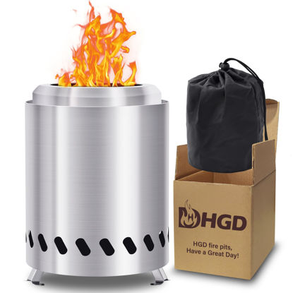 Picture of HGD Tabletop Fire Pit, Smokeless Firepit Outdoor, Mini Fire Pit for with Carry Bag for Camping Backyard Patio Garden Picnic,Silver