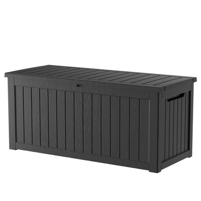 Picture of TARKARI 230 Gallon Lockable Resin Deck Box, Waterproof & UV-Resistant Outdoor Storage Box for Outdoor Cushion Storage and Outdoor Delivery Storage, Black
